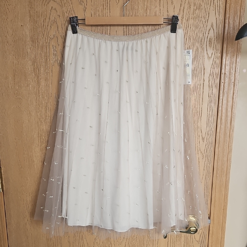 NWT Zara Cream A-Line Tulle Skirt